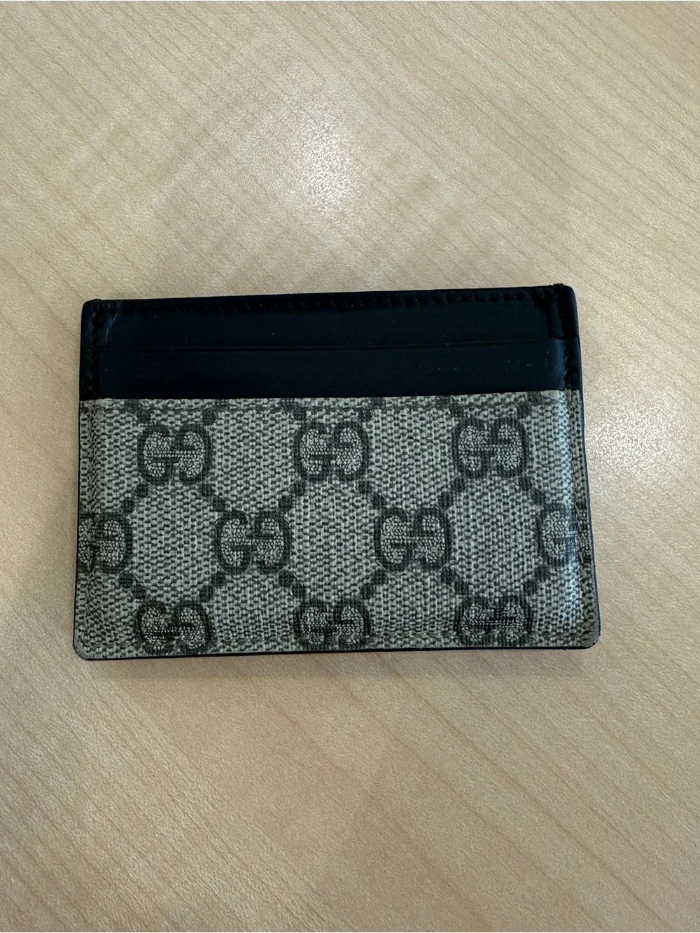Gucci Beige & Brown GG Supreme Card Holder